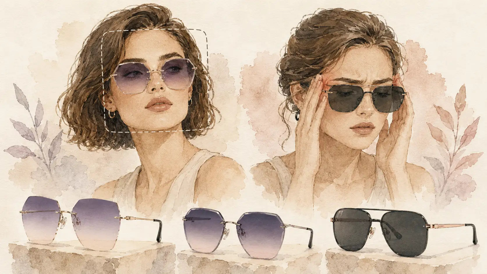 Best sunglasses for square faces with oval rimless and aviator frame shapes
