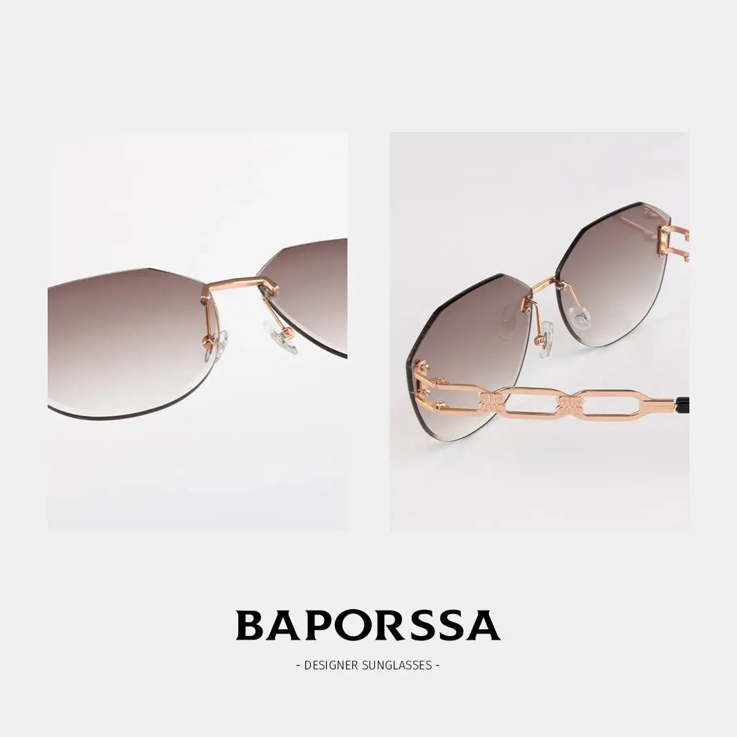 BAPORSSA Curved Frameless Fashion Sunglasses – UV Protection & Trendy Design
