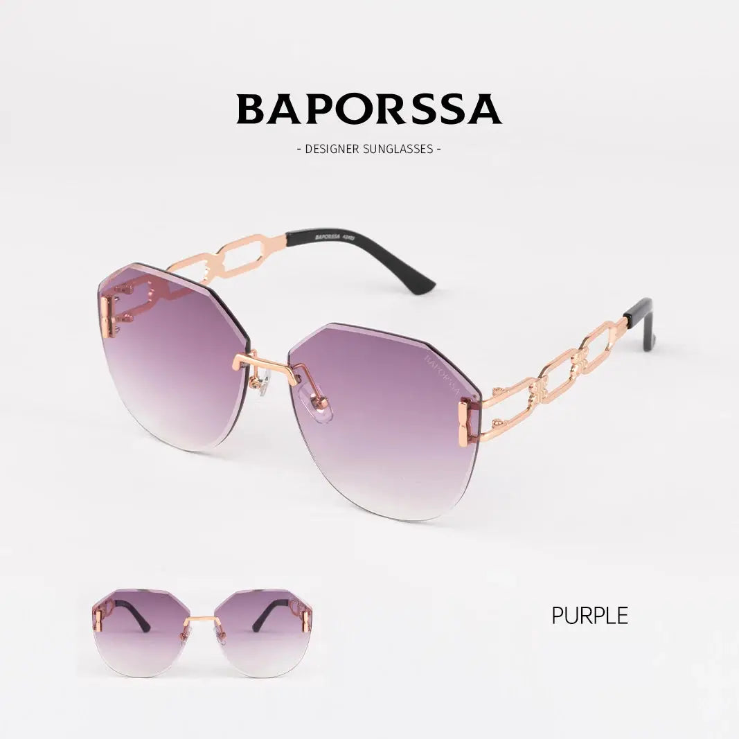 BAPORSSA Curved Frameless Fashion Sunglasses – UV Protection & Trendy Design