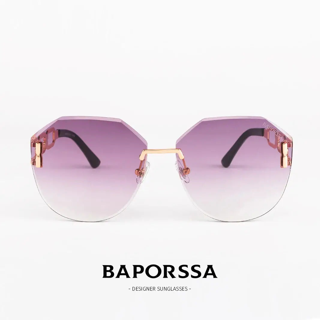 BAPORSSA Curved Frameless Fashion Sunglasses – UV Protection & Trendy Design