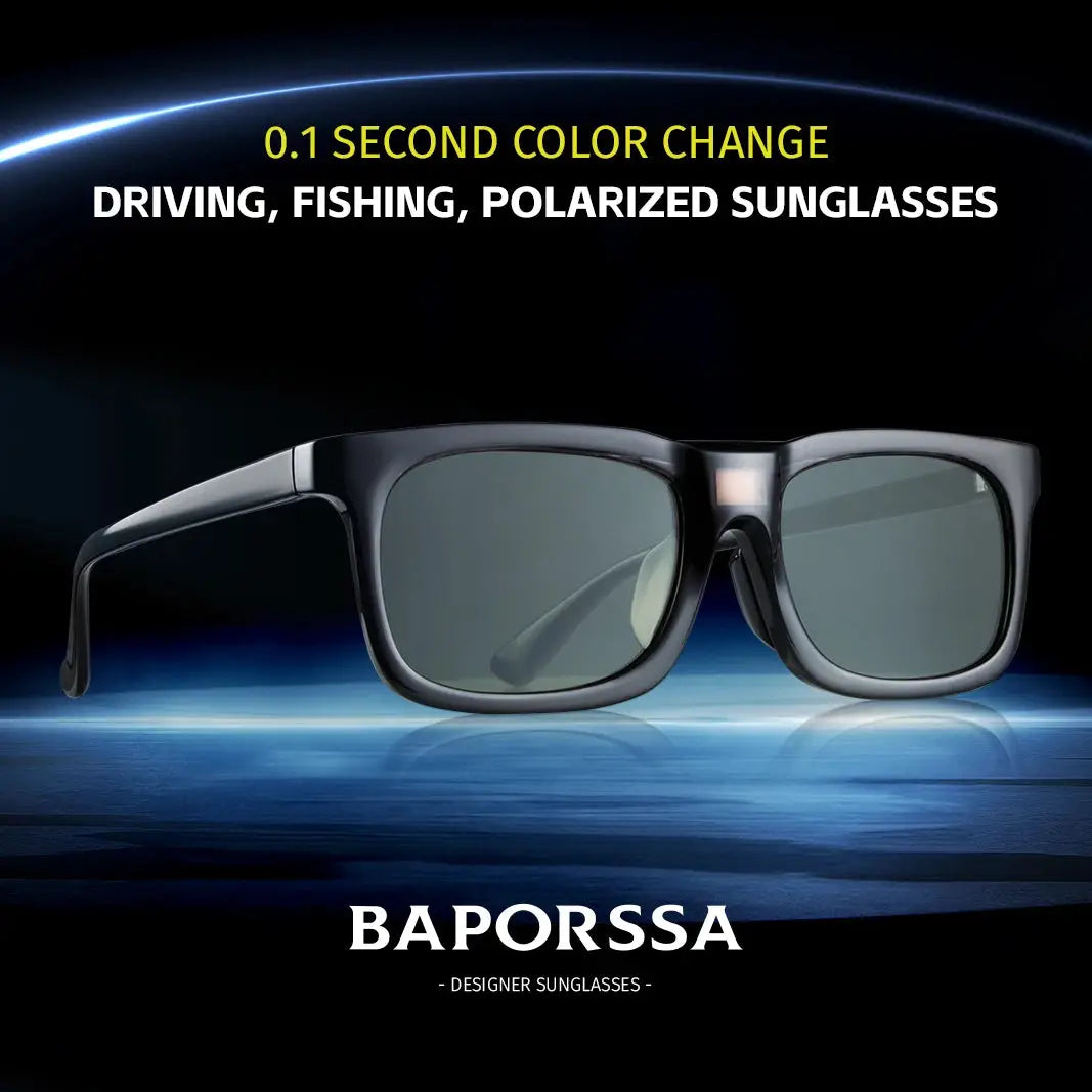 BAPORSSA Ultra-Fast Photochromic Polarized Rectangle Sunglasses – C2437/C2439