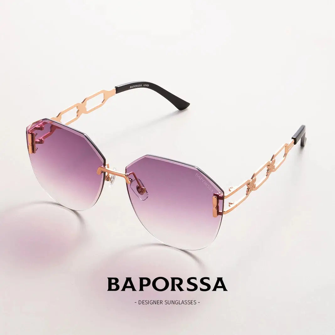 BAPORSSA Curved Frameless Fashion Sunglasses – UV Protection & Trendy Design