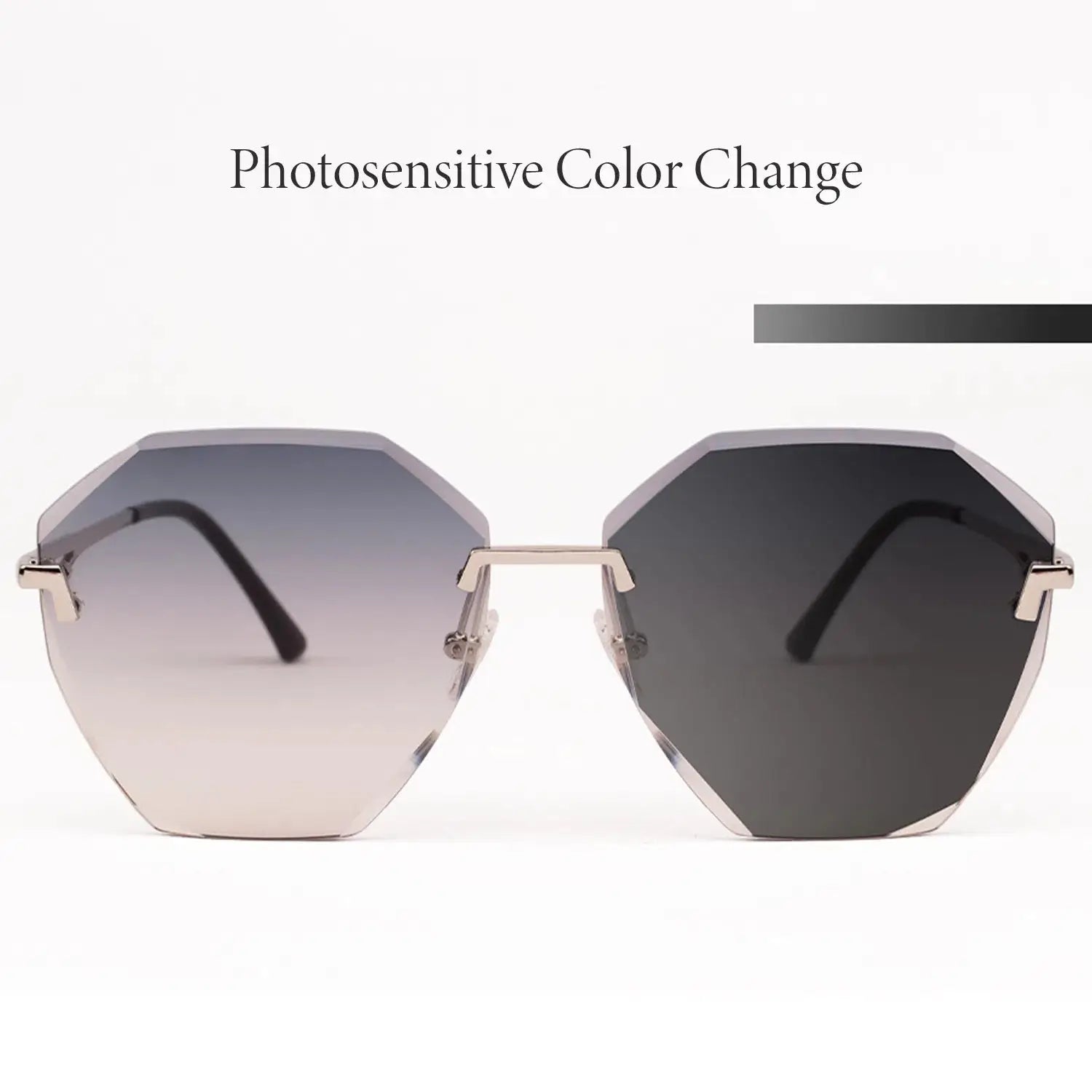 BAPORSSA Light-sensitive Color Change Sunglasses - Glod Frame UV Protection Gradient
