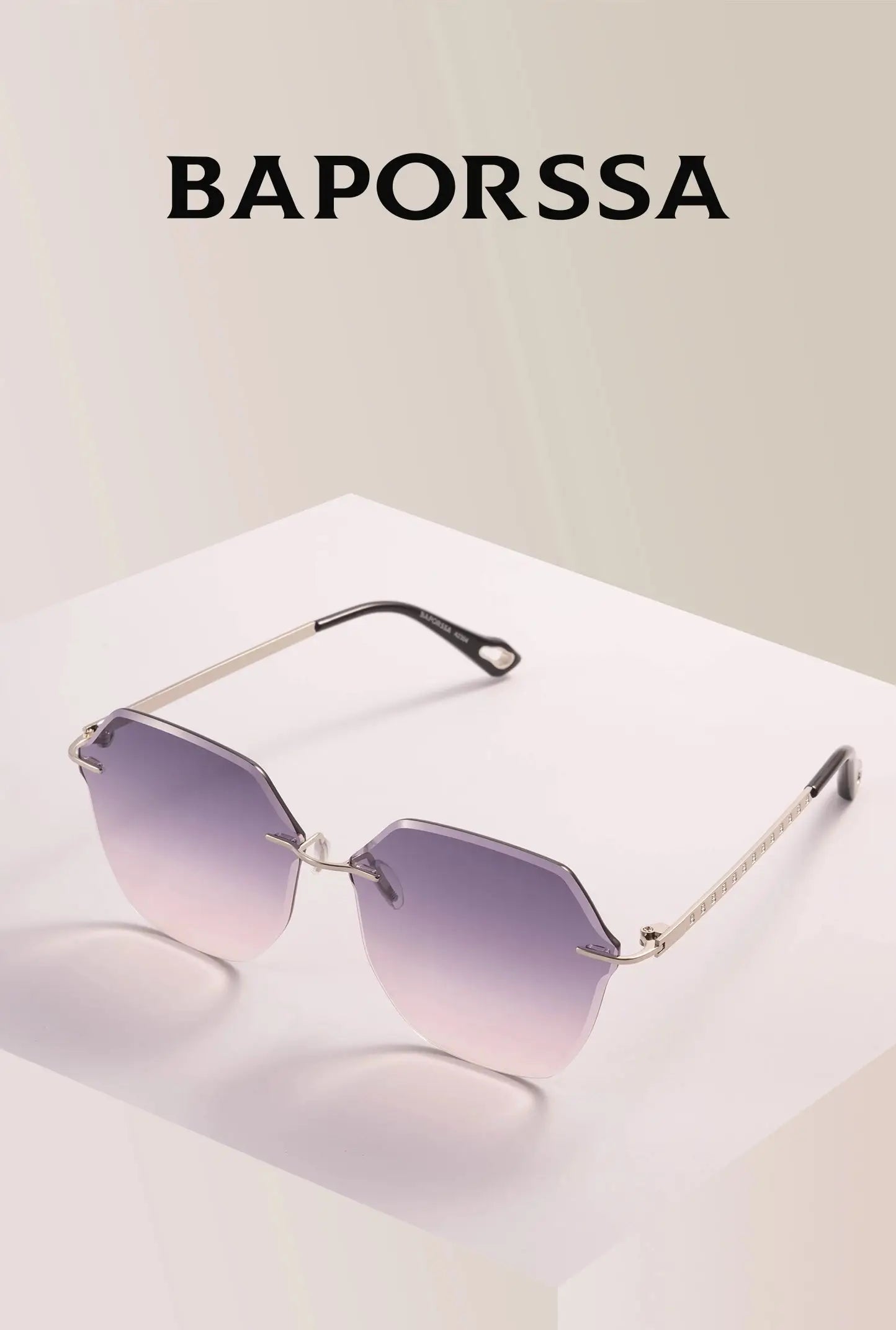 BAPORSSA Frameless Elegance Sunglasses Gradient - Stylish Shades with UV400 Protection