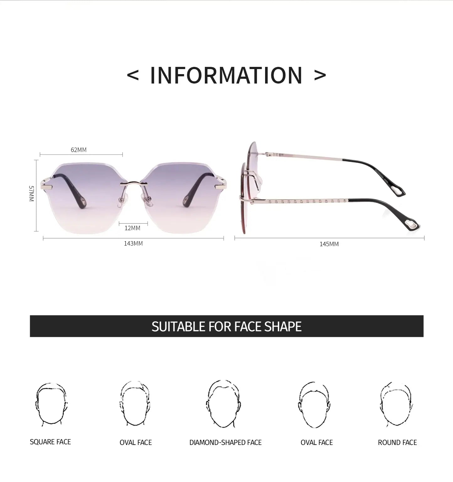 BAPORSSA Frameless Elegance Sunglasses Gradient - Stylish Shades with UV400 Protection