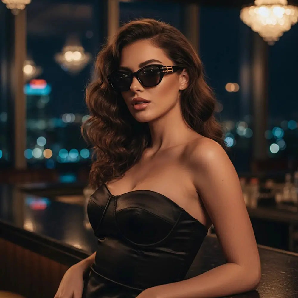 Baporssa Midnight Muse Geometrische Cat-Eye-Sonnenbrille BAM5