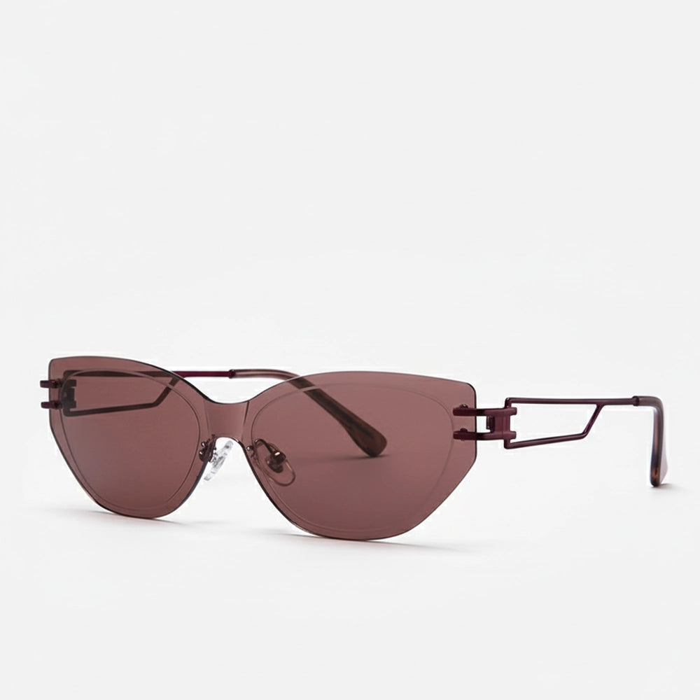 Sunglasses with a unique frame design on a white background