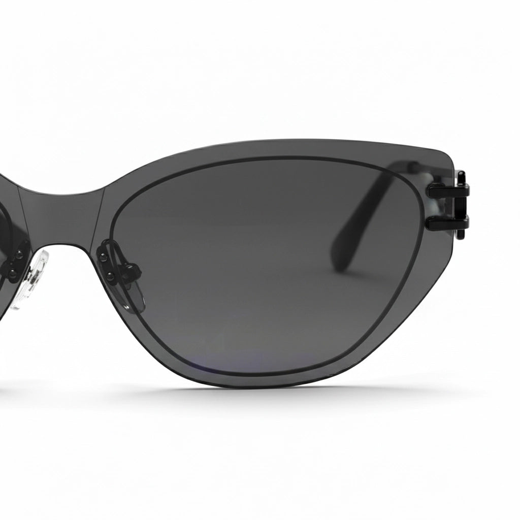 Black cat-eye sunglasses on a white background
