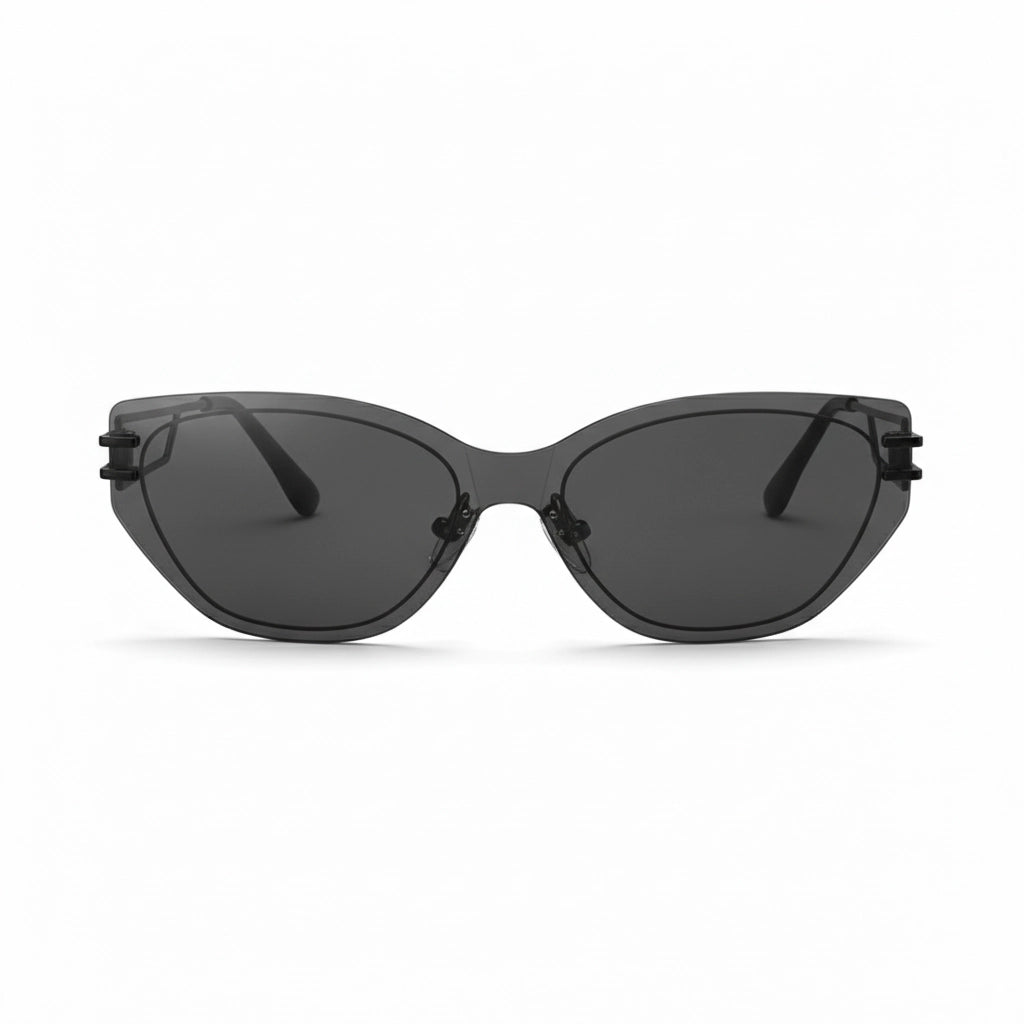 Black cat-eye sunglasses on a white background