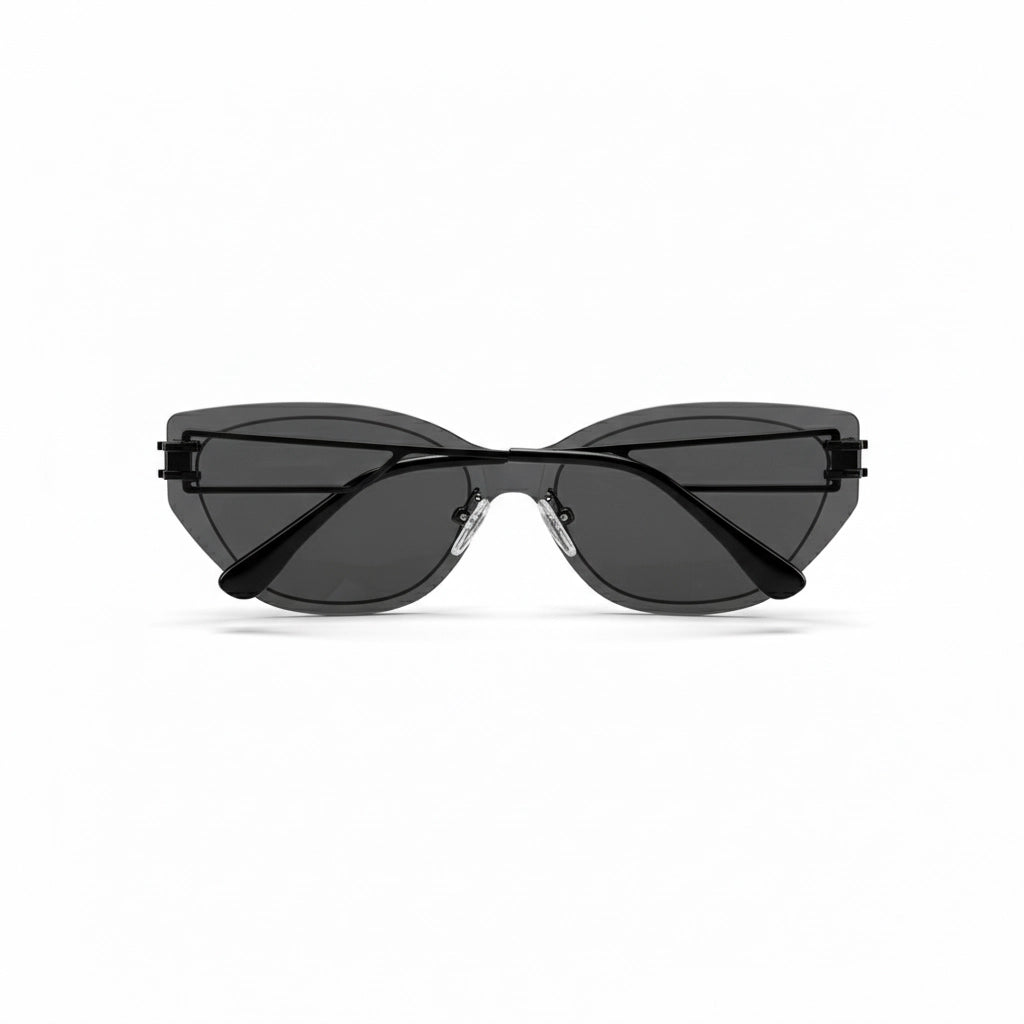 Black cat-eye sunglasses on a white background