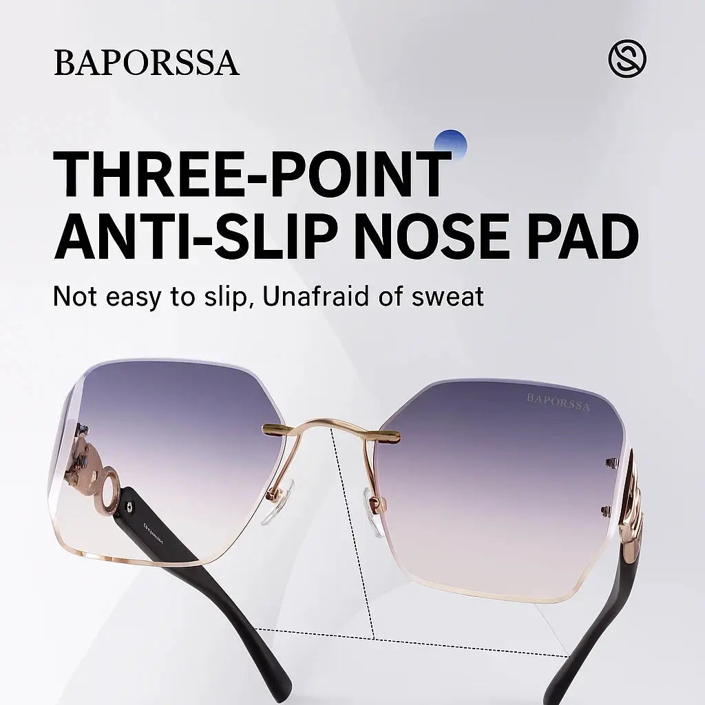 BAPORSSA 2024 Luxury Round Rimless Sunglasses Gradient Stylish Style