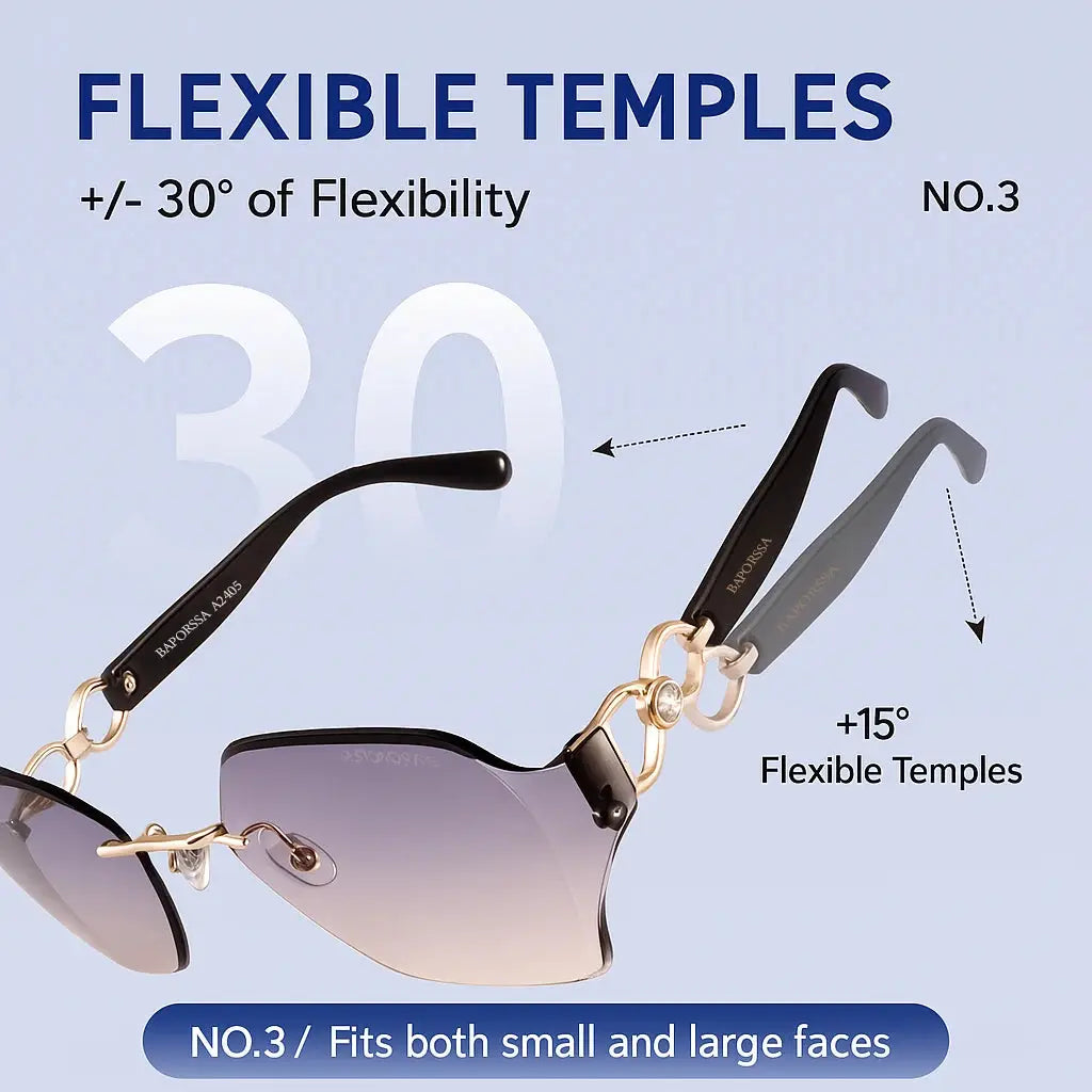 BAPORSSA 2024 Luxury Round Rimless Sunglasses Gradient Stylish Style