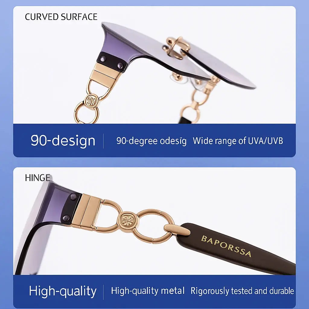 BAPORSSA 2024 Luxury Round Rimless Sunglasses Gradient Stylish Style