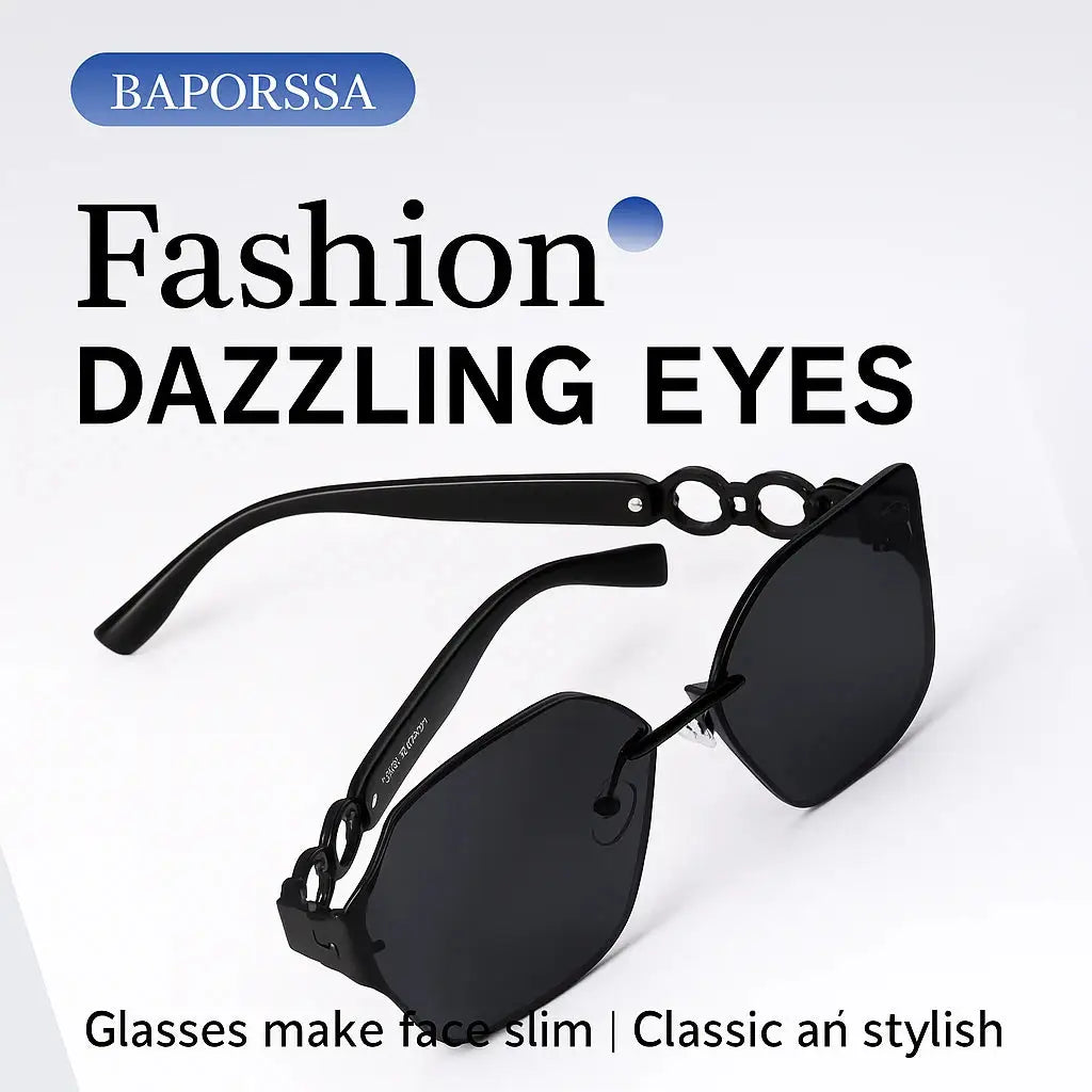 BAPORSSA 2024 Luxury Round Rimless Sunglasses Gradient Stylish Style