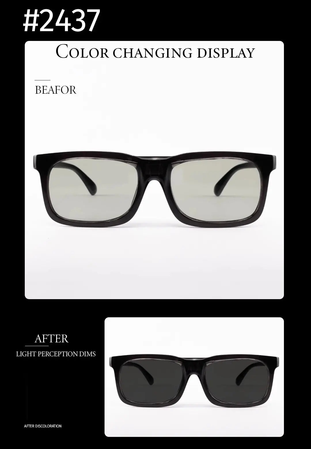 BAPORSSA Ultra-Fast Photochromic Polarized Rectangle Sunglasses – C2437/C2439