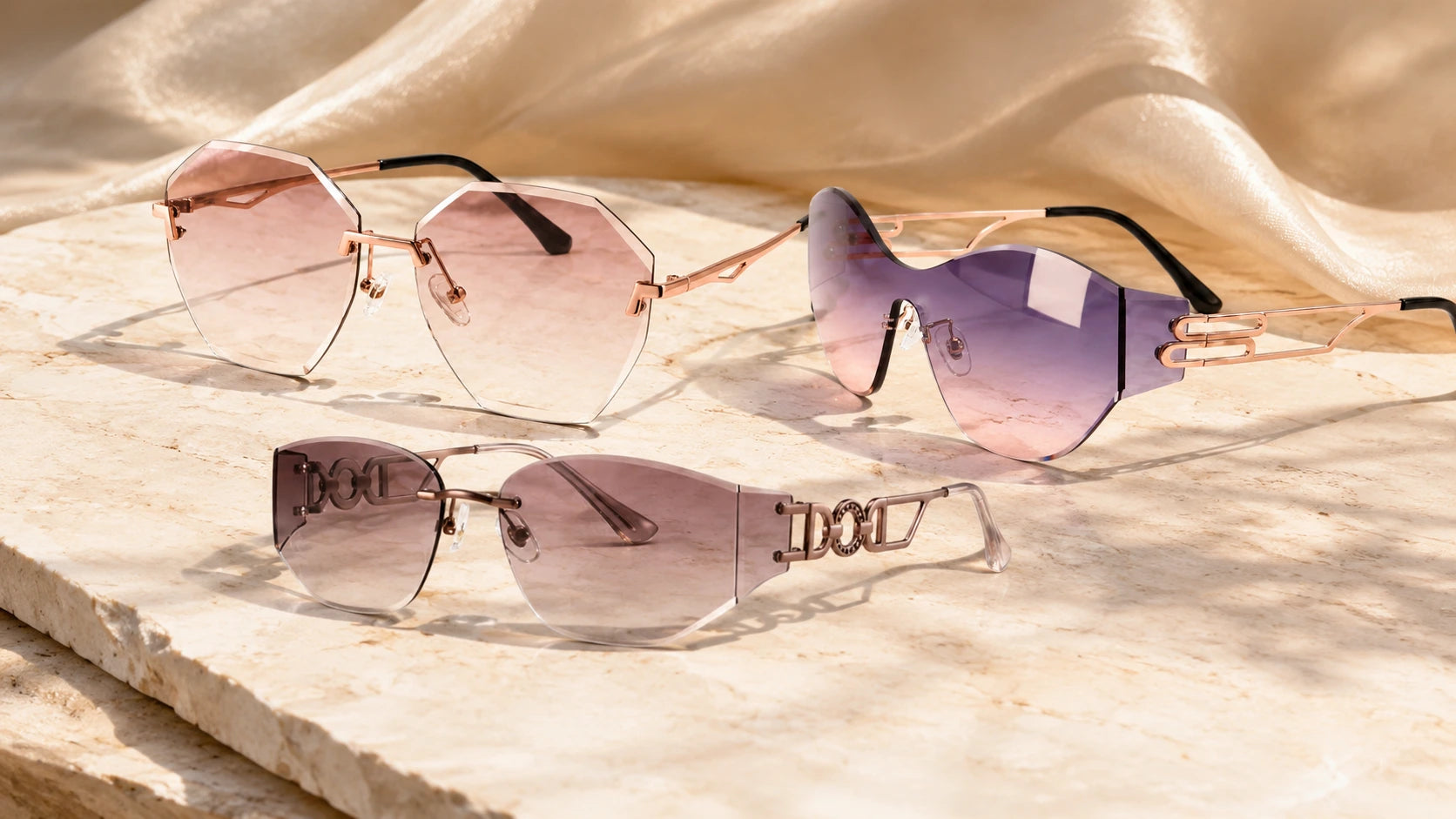 BAPORSSA low bridge fit sunglasses options with rimless and adjustable nose pad designs