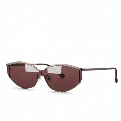 Sunglasses with a unique frame design on a white background