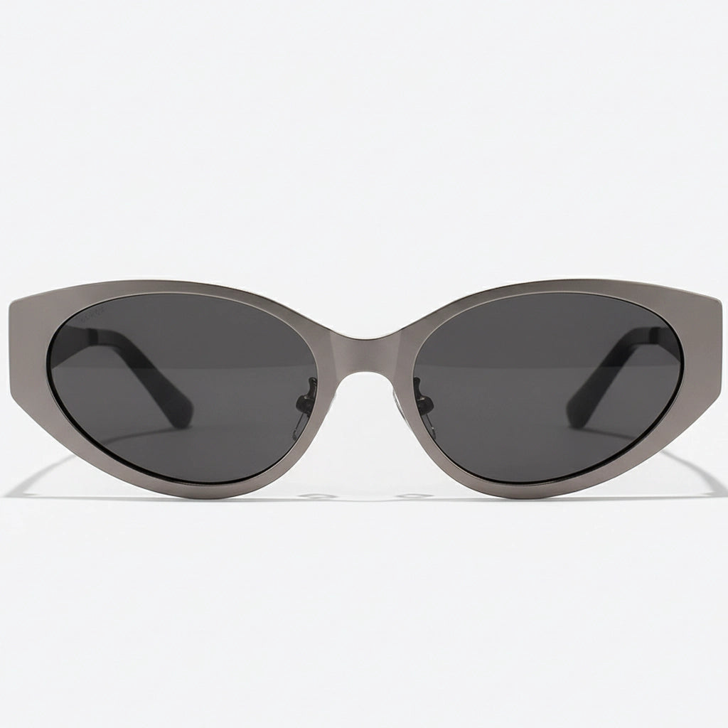 Sunglasses with a cat-eye design on a white background