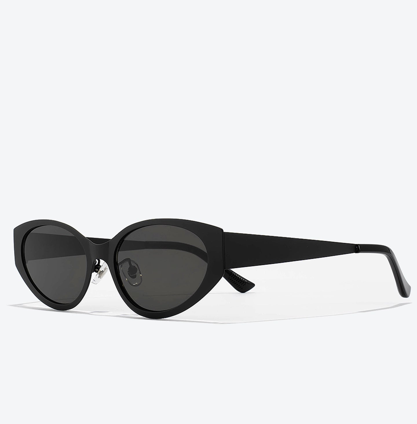 Black sunglasses with a white background