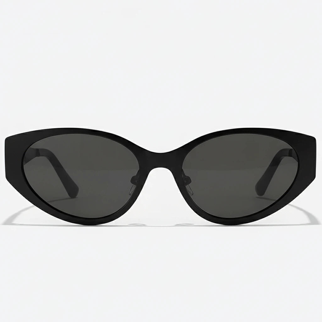 Black cat-eye sunglasses on a white background