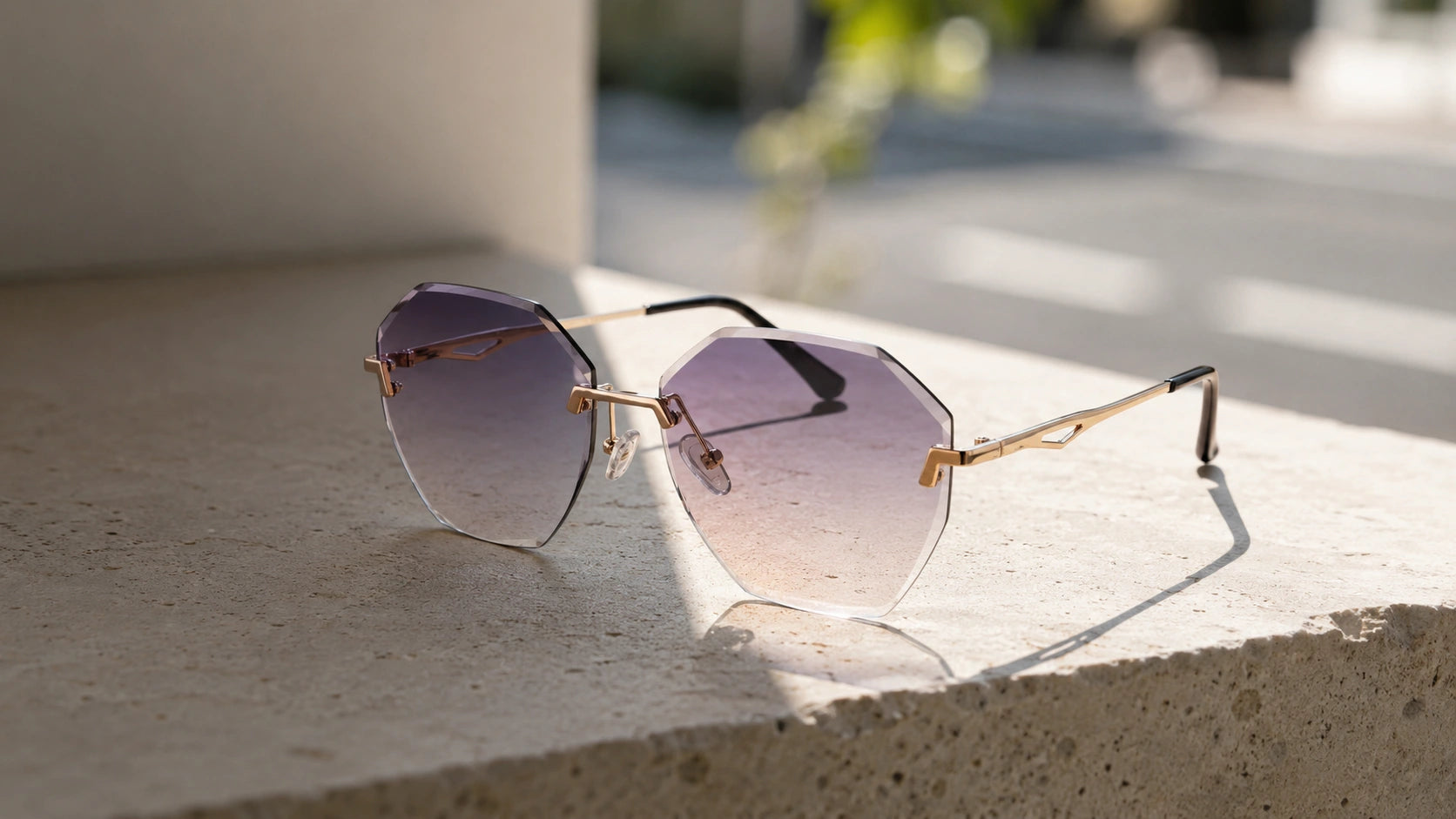 BAPORSSA Photochromic style sunglasses shown between indoor light and bright outdoor glare featuring polarized sunglasses