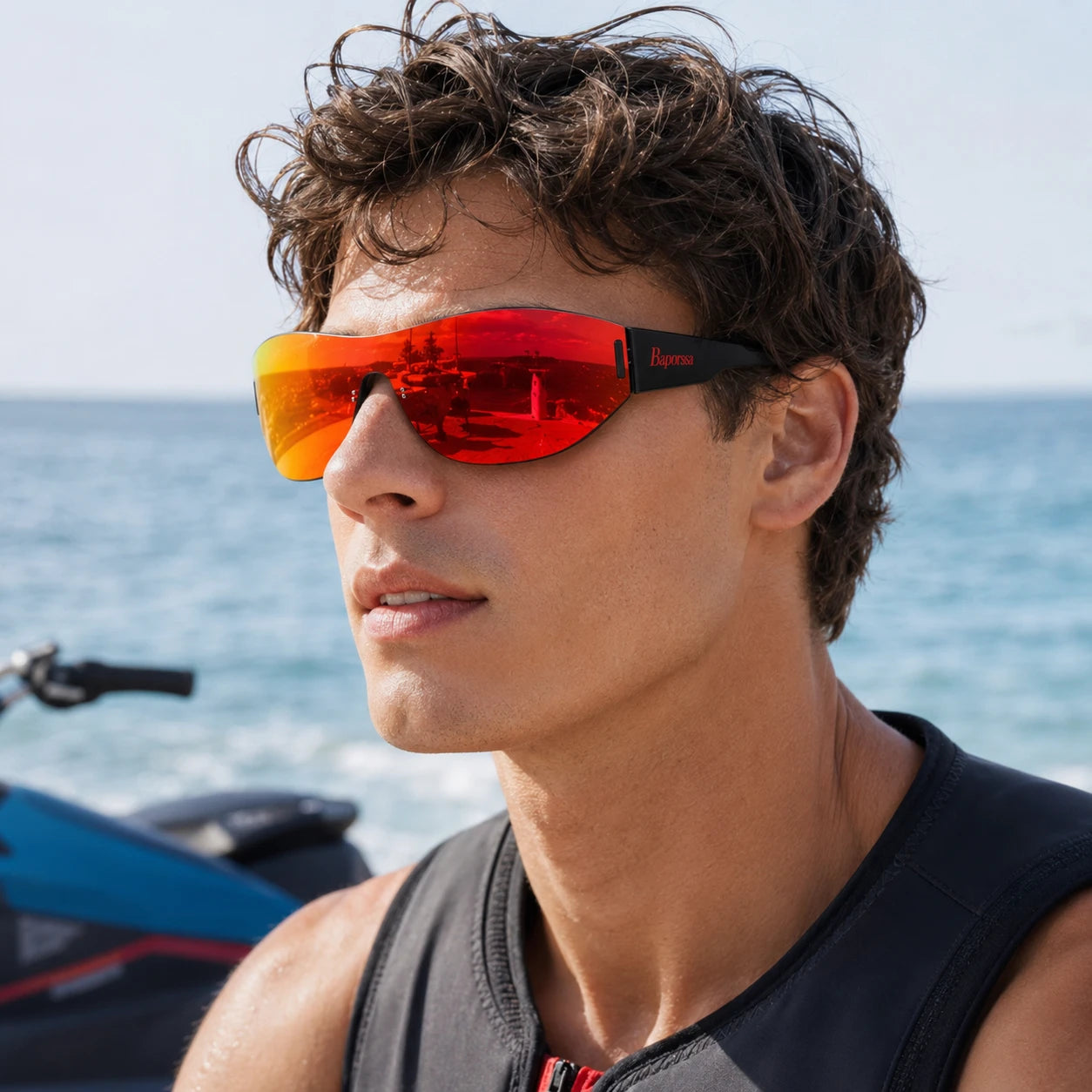 Sprint model wearing BAPORSSA sunglasses