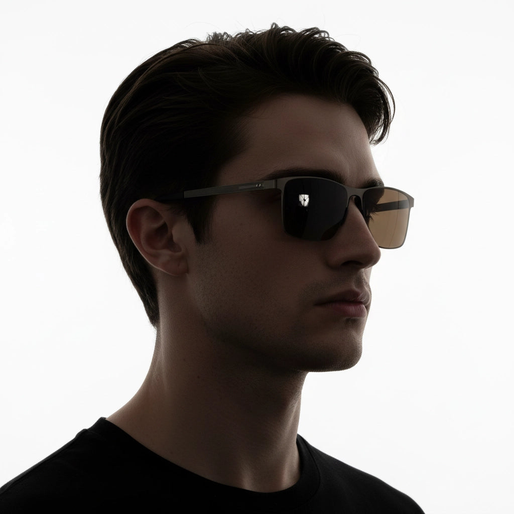 Silhouette of a person wearing sunglasses on a white background