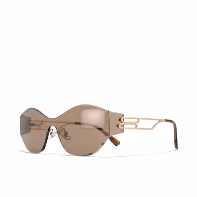 Sunglasses with a unique frame design on a white background