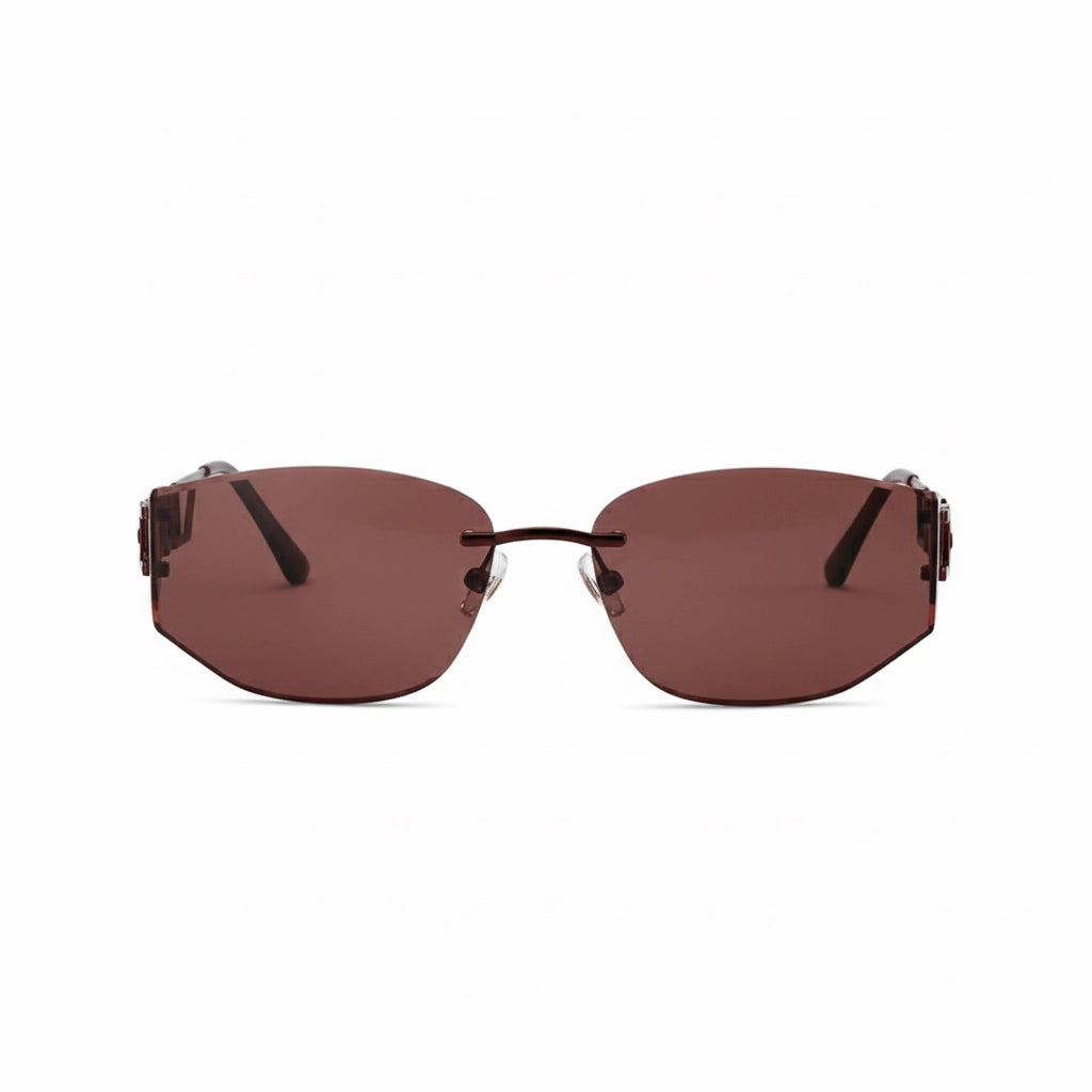 Viral DO letter rimless sunglasses in wine red, high-definition white background