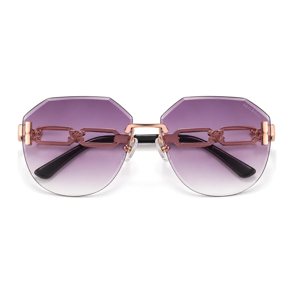 Arc Rimless Chain-Temple Gradient Sunglasses in Purple