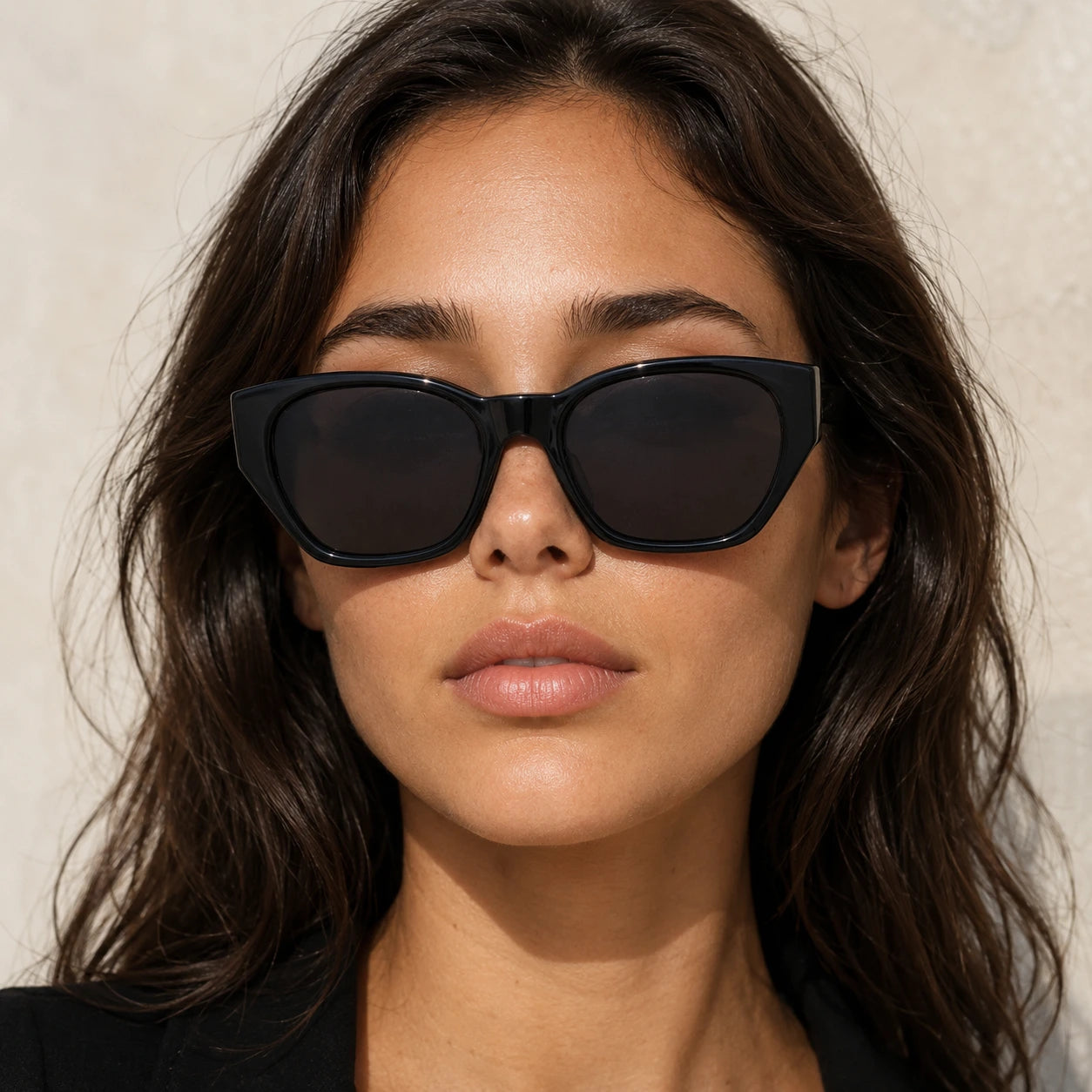 BAPORSSA dune chunky black geometric sunglasses front view