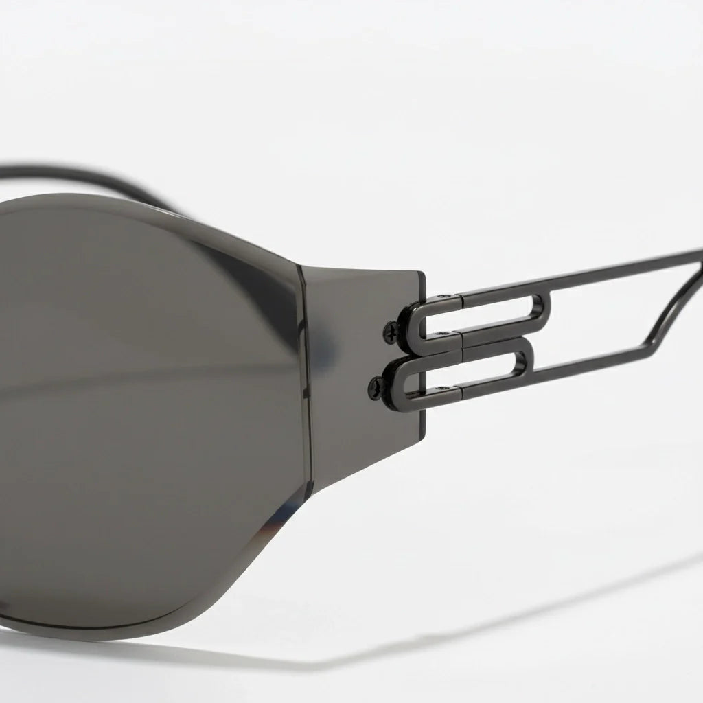 BAPORSSA future wave shield sunglasses gunmetal three quarter view 1