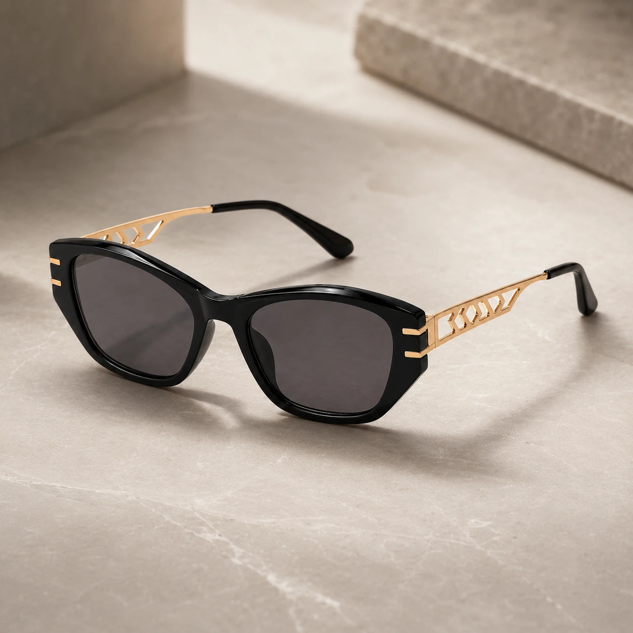 BAPORSSA noir black gold sunglasses marble still life
