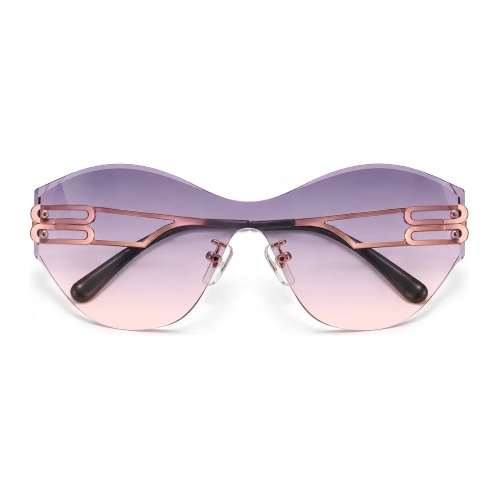 Vanguard Rimless Shield Gradient Sunglasses in Blue-Pink Gradient