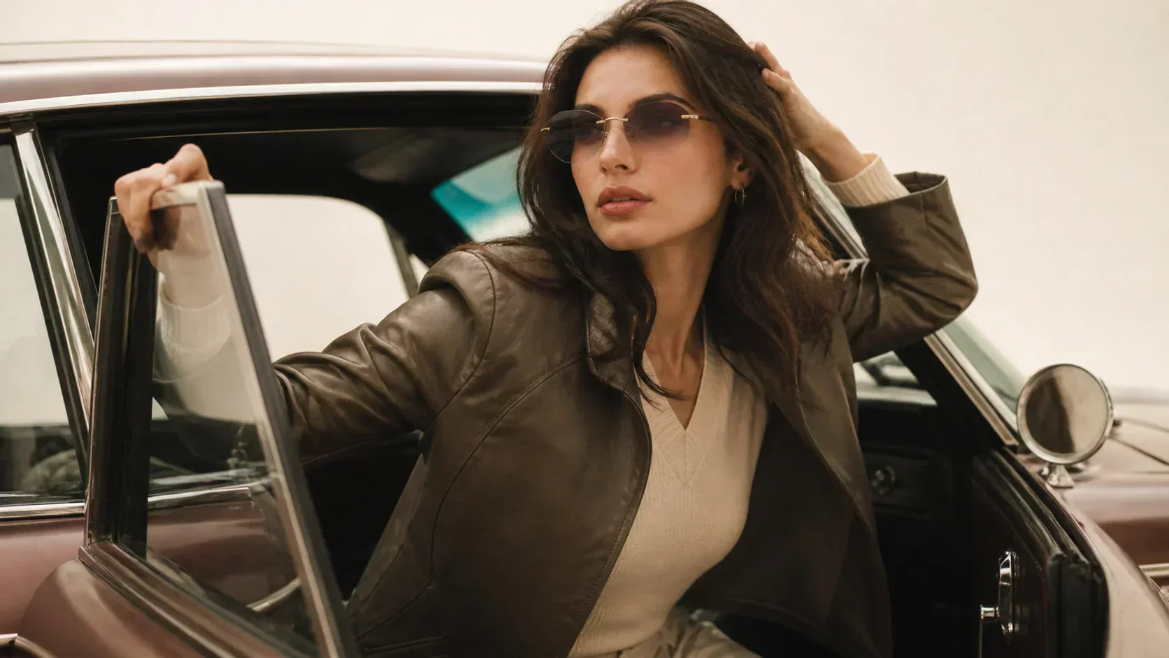BAPORSSA rimless gradient sunglasses with soft tint for a cleaner face