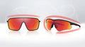 2025 red mirror sports sunglasses dual styles – oversized shield and half-rim cycling version with futuristic glow