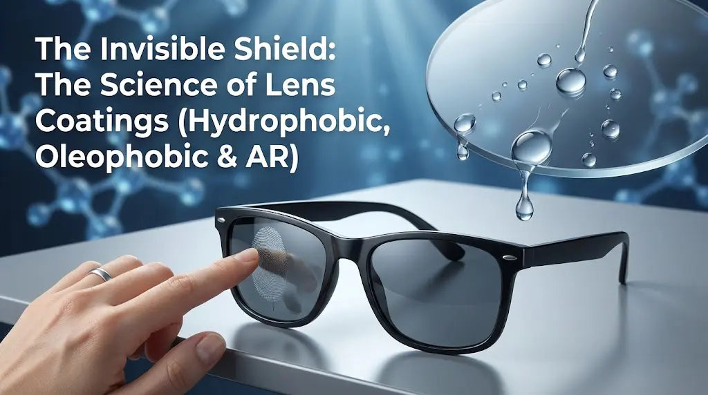 Clean sunglasses lens with visible fingerprint smudge and coating reflection