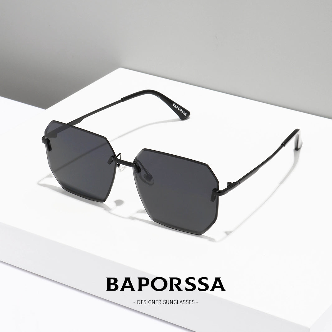 BAPORSSA Polarized Rimless Sunglasses for Men - UV400 Alloy Frame