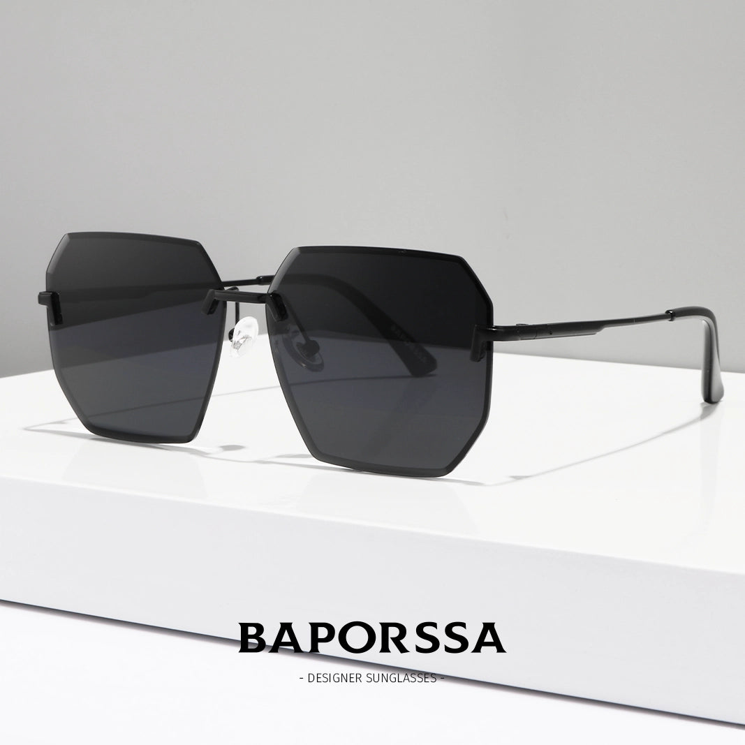 BAPORSSA Polarized Rimless Sunglasses for Men - UV400 Alloy Frame