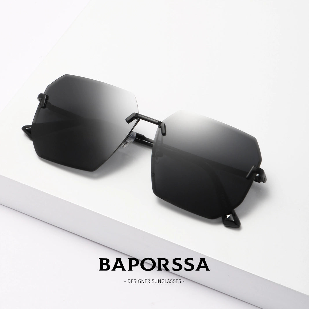 BAPORSSA Polarized Rimless Sunglasses for Men - UV400 Alloy Frame