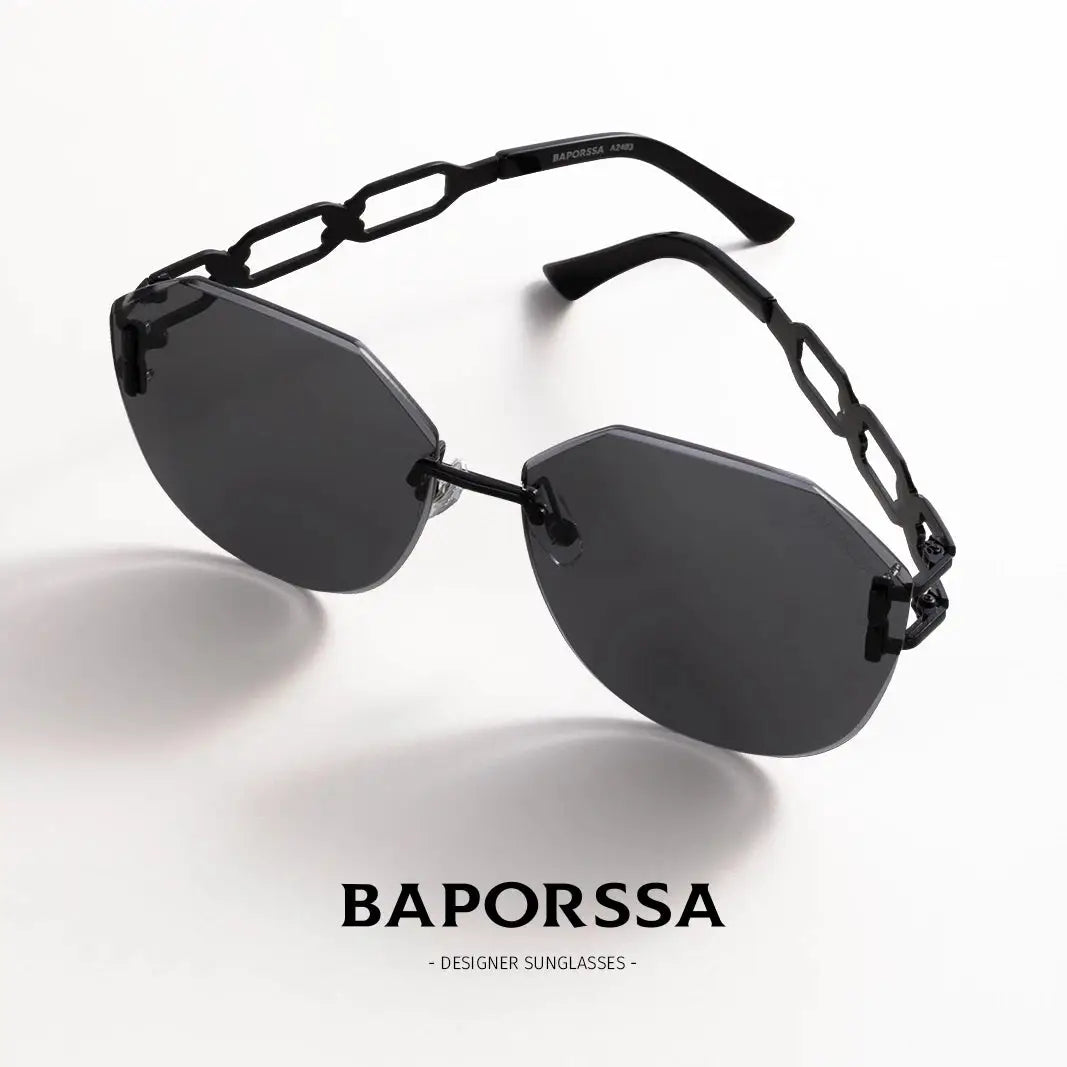 BAPORSSA Curved Frameless Fashion Sunglasses – UV Protection & Trendy Design