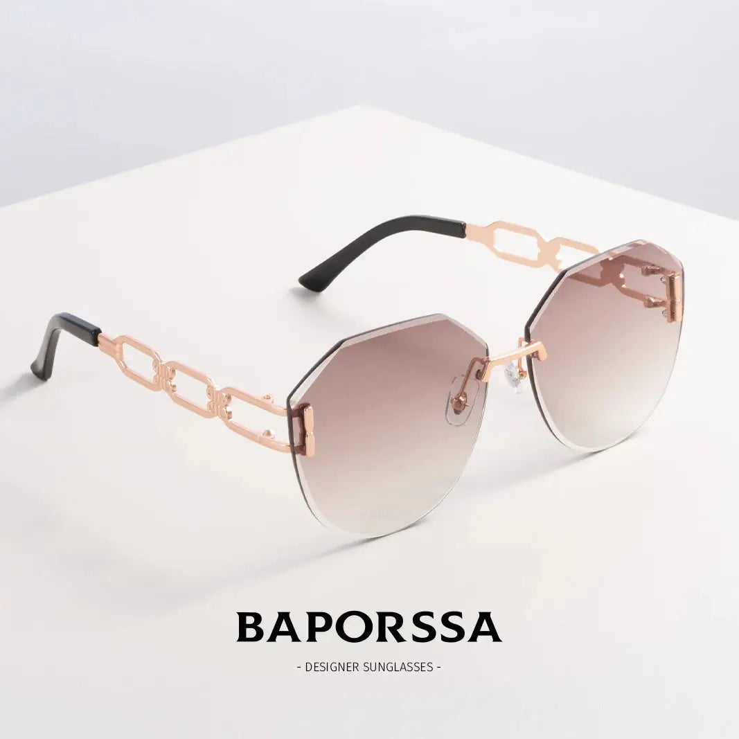 BAPORSSA Curved Frameless Fashion Sunglasses – UV Protection & Trendy Design