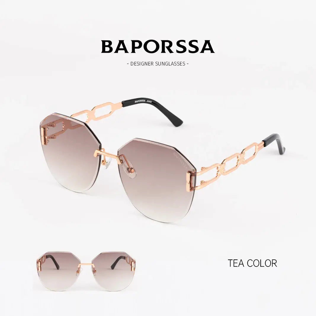 BAPORSSA Curved Frameless Fashion Sunglasses – UV Protection & Trendy Design