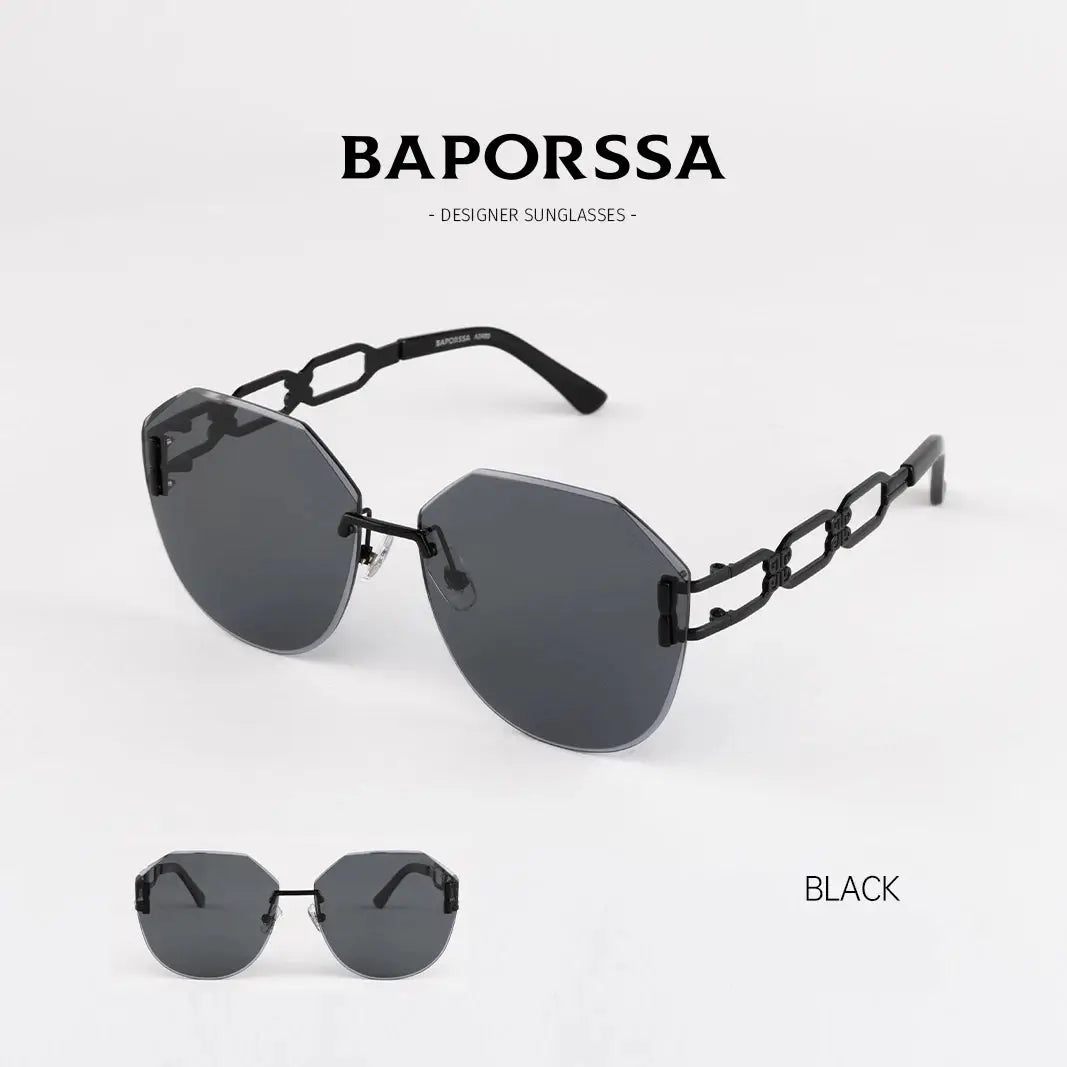 BAPORSSA Curved Frameless Fashion Sunglasses – UV Protection & Trendy Design