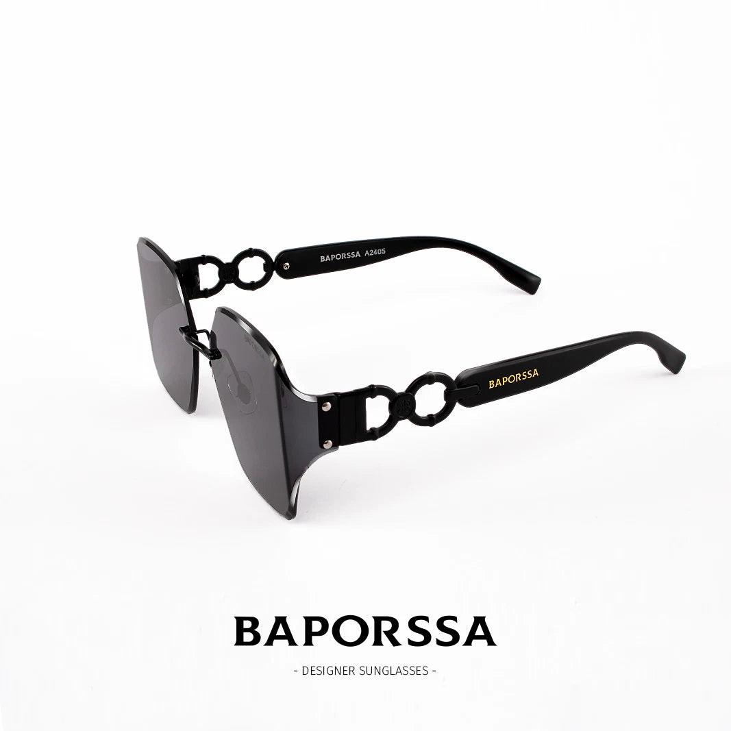 BAPORSSA 2024 Luxury Round Rimless Sunglasses