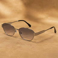 BAPORSSA Aurelia sunglasses in gunmetal metal frame with smoke gradient nylon lenses, adjustable nose pads, and slim temple design