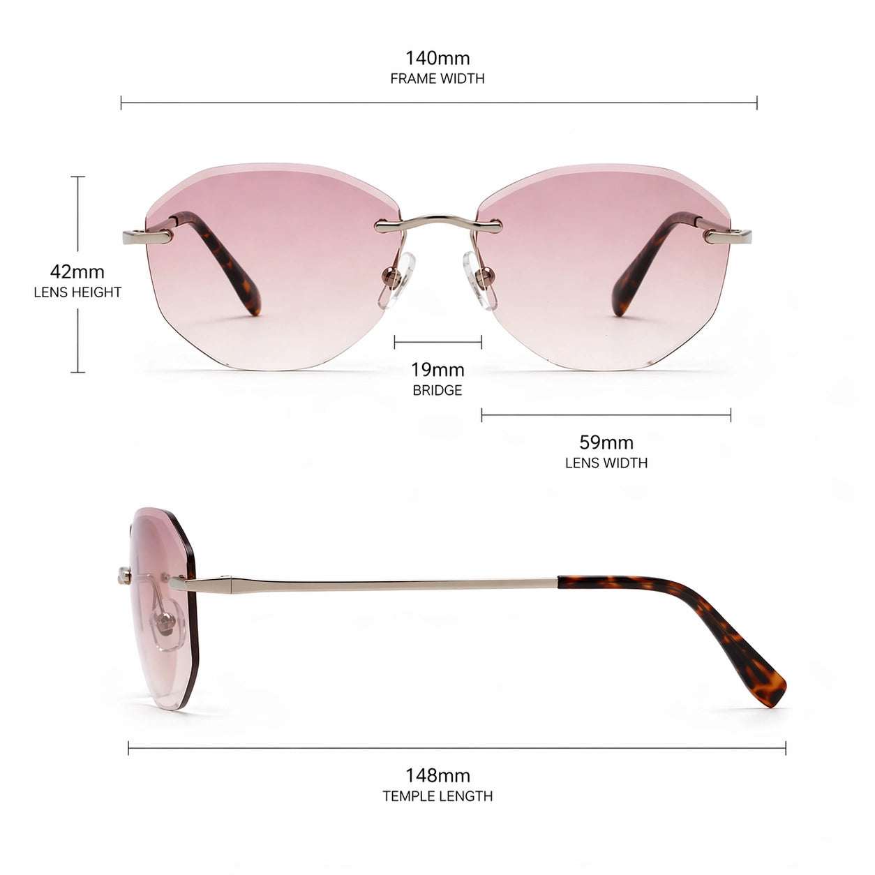 Back Bone Peach Size detail view for BAPORSSA sunglasses