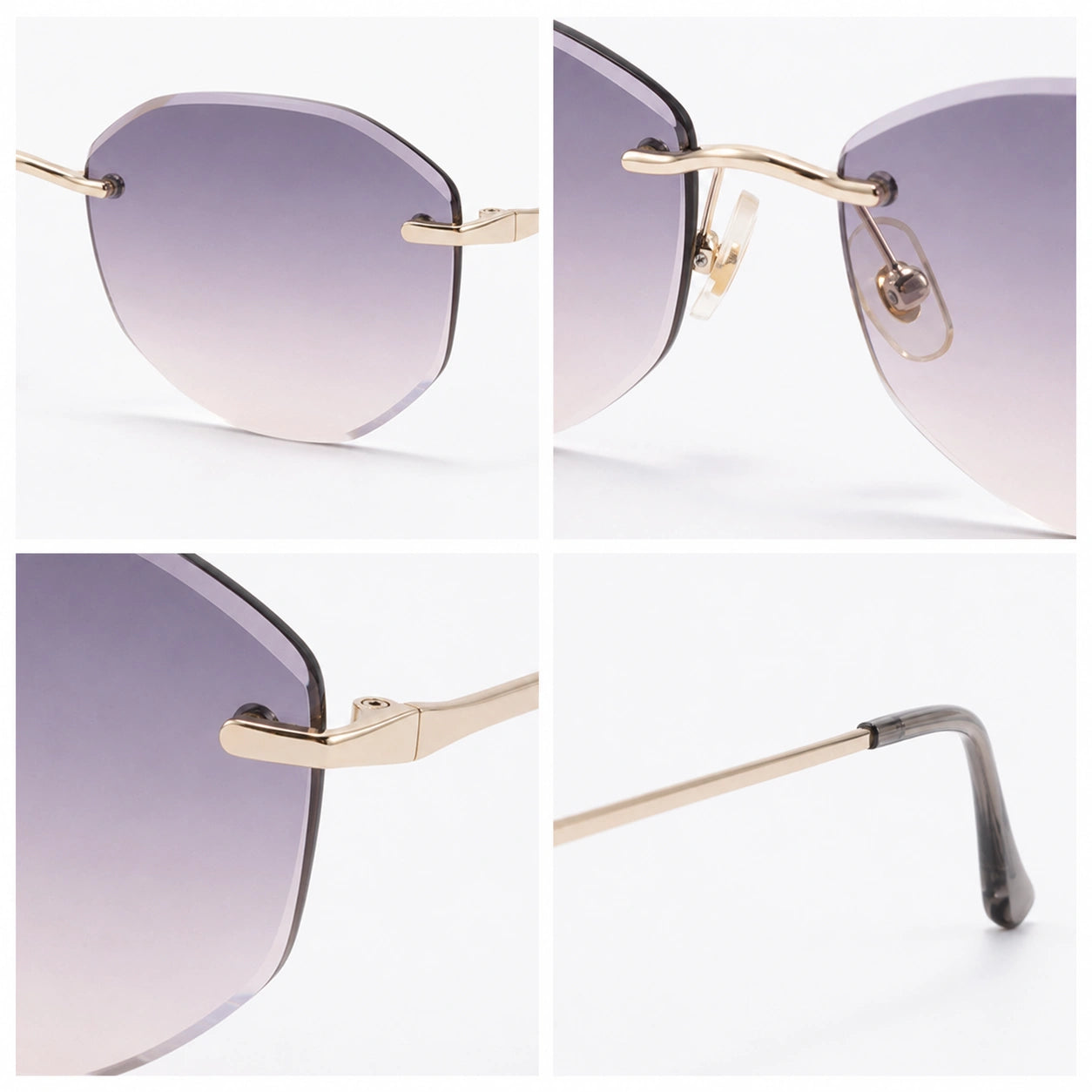 BAPORSSA BackBone Sunglasses Rimless Lens and Temple detail view