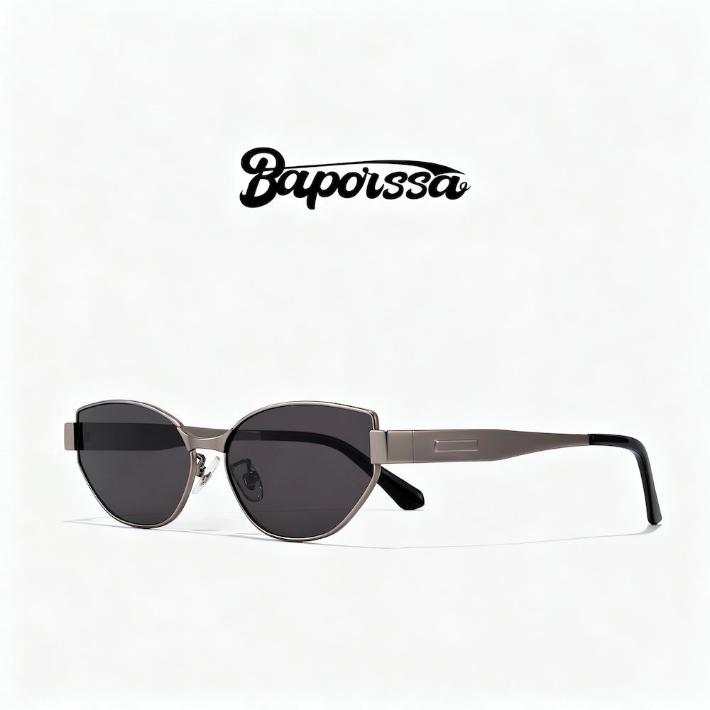 Baporssa Modern Cat-Eye Titanium Sunglasses – Dark Gray B7285
