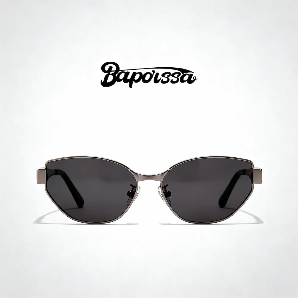 Baporssa Modern Cat-Eye Titanium Sunglasses – Dark Gray B7285